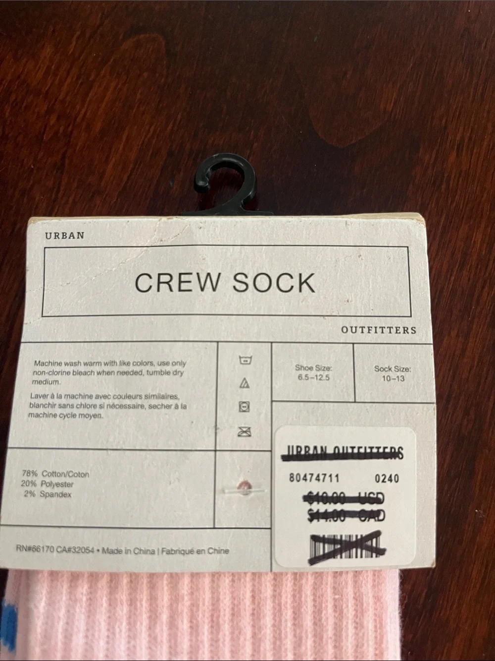 Urban Outfitters Pink Crew Socks with Blue Peace Sign